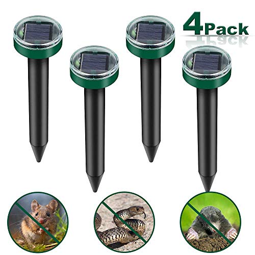 Preisvergleich Produktbild Vivibel 4 Stück Solar Maulwurfabwehr,Ultrasonic Solar Maulwurfschreck,Mole Repellent, Wühlmausschreck, Wühlmausvertreiber mit IP65 für Den Garten (Grasgrün)