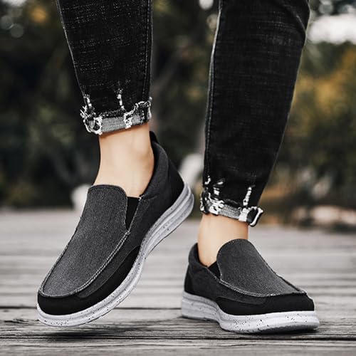 Mens Canvas Slip On Loafers Lightweight Comfy Business Driving Boat Shoes Casual Outdoor Breathable Non-Slip Flat Walking Shoes2