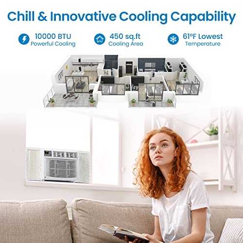Image of Smart 10000 BTU Window Air Conditioner with WiFi App & Remote Control, Energy Saving Window AC, Fast Cooling for Rooms Up to 450 Sq.Ft, Dehumidifier, Quiet Operation, Easy to Install