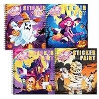 4PCS Paint by Number Sticker Book - Halloween Crafts & Acitivity Puzzles Book for Kids Ages 4-10, Travel Toys for Road Trip & Airplane,Perfect Halloween Gifts & Basket Stuffers for Kids