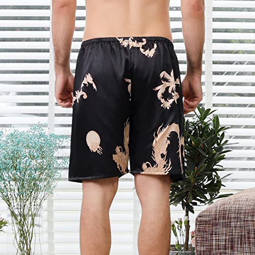 Lu's Chic Men's Satin Boxers Luxury Summer Loungewear Pattern Pj Bottoms Sleep Short Pajama Pants Sleepwear2