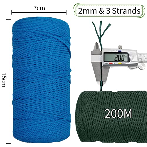 Uiopa Macrame Cord 2mm x 200m, Thick Rope Yarn Natural Cotton Cord, Macrame String for DIY Crafts Plant Hangers - Image 2