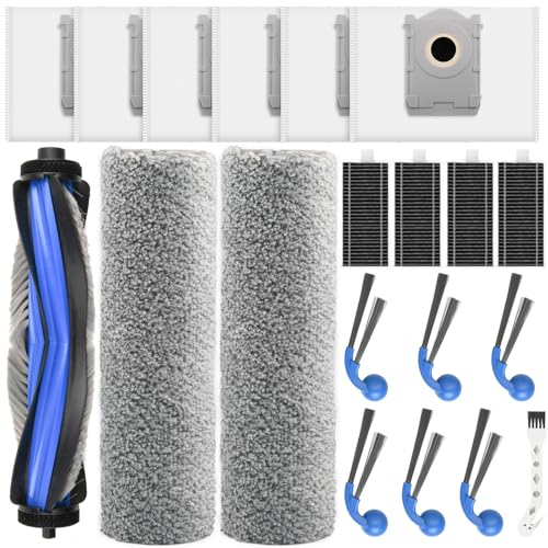 20 Stück Zubehör Set für Ecovacs Deebot T80 Omni Saugroboter Ersatzteile mit 1 Hauptbürste 2 Wischwalze 6 Staubbeutel 4 Filter 6 Seitenbürsten 1 Reinigungsbürste