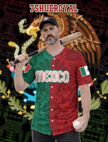 Custom Baseball Jersey–Personalized Team Shirt with Name & Number–Mexican Heritage Theme– Split Green Red Jersey miniatura 2