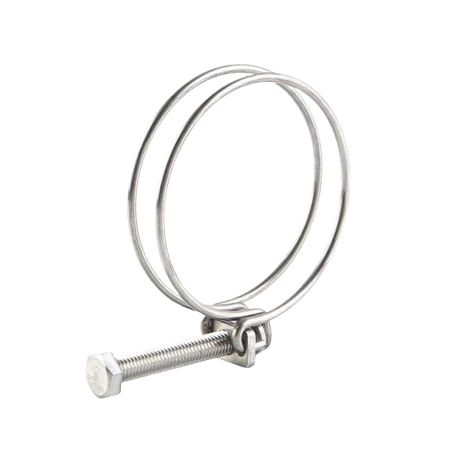 Double Line Hose Clamp 1pcs Double Wire Hose Clamps Adjustable Pipe Clip for Hoop Plumbing Fastener Hardware 304 Stainless Steel(Diameter 58mm-65mm)