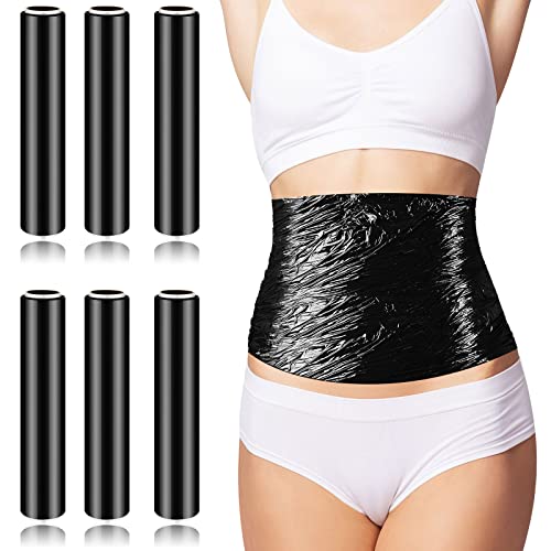 6 Rolls 60 Meters Black Osmotic Plastic Body Wrap, Workout and Sweat Enhancer Stomach Reduces Cellulite Body Wrap Film Effect Applicator