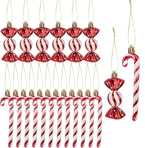 HERZONE 18pcs Zuckerstangen zum Hängen Weihnachtsbaum Süßigkeiten...