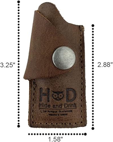 Miniatura 6 de Hide & Drink, Funda protectora para encendedor de cuero rústico hecha a mano (marrón borbon)