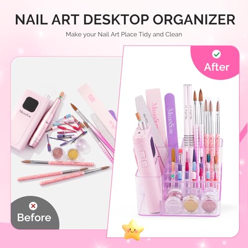Image of MelodySusie Nail Drill Holder, 21 Holes Nail Drill Bits Holder, Professional Acrylic Nail Tools Storage Box, Organizer Displayer for Manicure Efile Accessories Nail Drill Kit, Salon Home, Light Purple