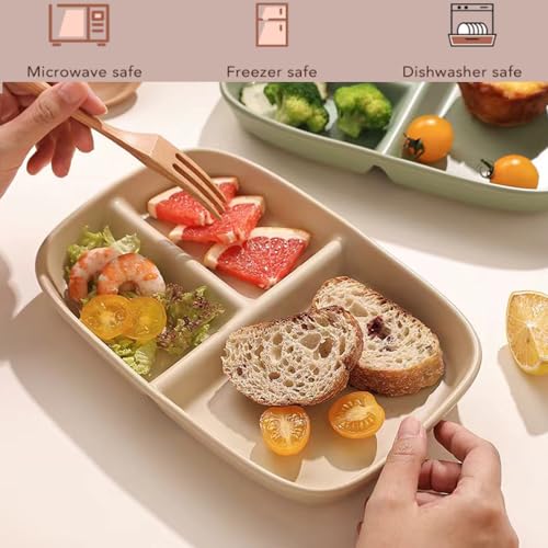 Image of Unbreakable Divided Plates 10.5 Inch 4 PCS,Reusable Wheat Straw Plates,Portion Control Plate Adults, Microwave And Dishwasher Safe, Perfect For Dinner Dishes Kitchen Picnic Party (Classic Series)