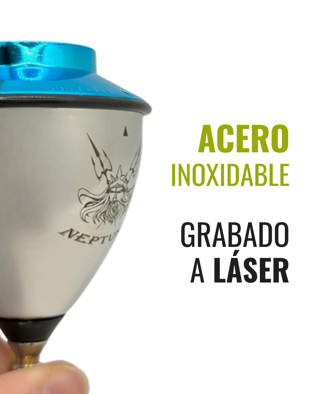 TROMPOS SPACE - Trompo Profesional Neptuno Roller de Acero Inoxidable, Peonza con Punta Roller de Doble Rodamiento, Regulador de Vibraciones, Diseño para Trucos Avanzados, Incluye Cuerda, Color Rojo
