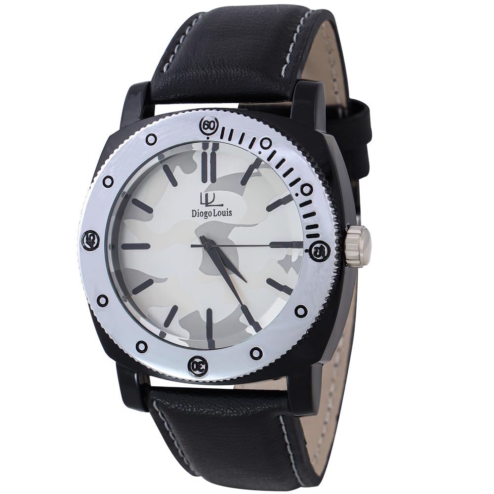 Diogo Louis E1 Black Wrist Watch with Leather Strap (B0D34YQ1DM) Amazon Price History, Amazon Price Tracker