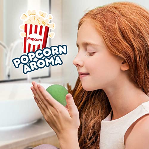 INKEE SURPRISE FOOTBALL | Badekugel mit Überraschung, Kinder badebombe mit Saugnapf Fussball Spielerfigur, Pop Corn Duft, dermatologisch getestet, 1 Stück (1er Pack)