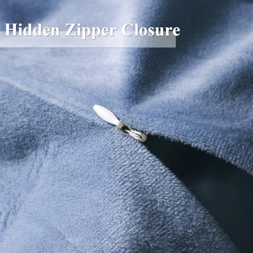 Ivellow Velvet Duvet Cover King Set Blue Comforter Cover 3Pcs Ultra Soft Cover Breathable Solid Luxury Flannel Velour Duvet Cover Zipper Closure Corner Tie