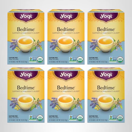 Yogi Tea - Bedtime (6 Pack) - Supports a Good Night&rsquo;s Sleep - Tea with Passionflower, Chamomile, Valerian Root, and Lavender - 96 Organic Herbal Tea Bags