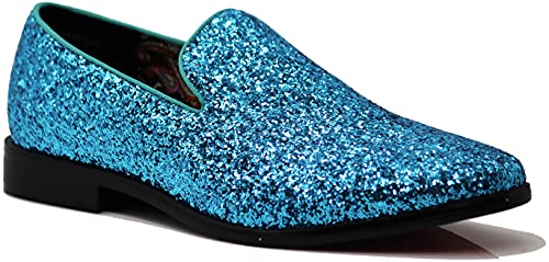 SPK04 Men's Vintage Glitter Dress Loafers Slip On Shoes Classic Tuxedo Dress Shoes