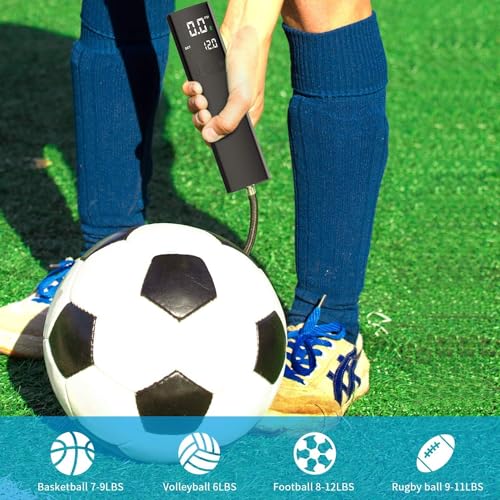 Image of Pumteck Electric Ball Pump, Smart Air Pump Portable Fast Ball Inflation with Precise Pressure Gauge and Digital LCD Display for Football Basketball Volleyball Football
