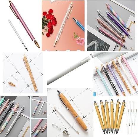 Miniatura 2 de 100 repuestos de bolígrafo retráctil, tinta negra de 3.86 pulgadas para bolígrafos brillantes, recambios de bolígrafo de bambú de 0.04 pulgadas para