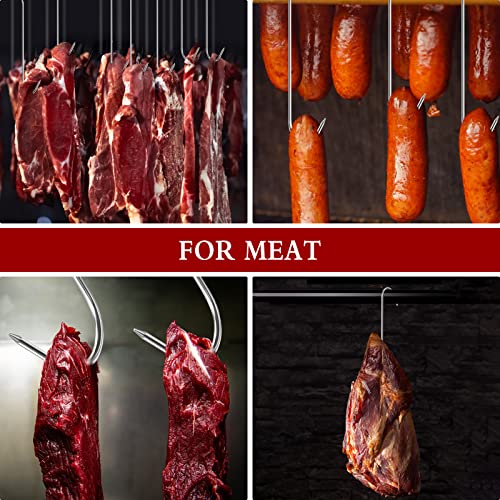 30 Piezas Gancho de Carne en Forma de S-Ganchos de Carne de Acero Inoxidable de 13/15/18cm- Gancho para Carne Ahumadora de Cocina para Colgar Carne, Tocino, Jamón, Pato asado