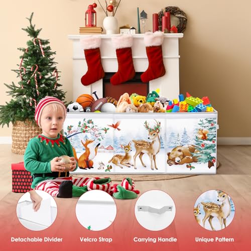 Miniatura 3 de Alldomess Caja De Almacenaje Juguetes,Baúl De Juguetes Infantil Plegables Grandes Con Tapas Y Asas Para Niños Niñas, Dormitorio, Sala De Juegos, Guardería, Animales Del Campo De Nieve