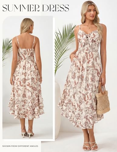 Image of GRACE KARIN Womens Maxi Floral Sundresses Summer Beach Boho Dress Spaghetti Strap Dresses Casual Fashion Clothes with Pockets