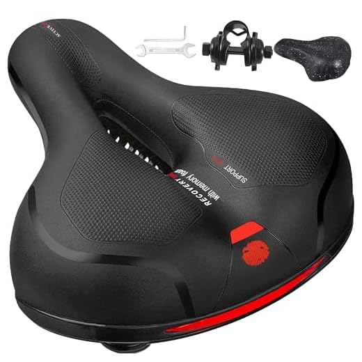 OUXI Fahrradsattel, Gel Fahrrad Sattel Bequemer Hohl Ergonomisch Fahrradsitz Tourensattel Geeignet für Herren Damen MTB Rennrad Mountainbike Heimtrainer City Dirt E Bike (Rot) 7 NREDXOON Fahrradsattel, Bequemer Hohl Ergonomisch Fahrradsitz, Memory Schaum Fahrrad Sattel mit Nachtreflexstreifen für Herren Damen Cityrad, Rennrad, MTB Mountainbike