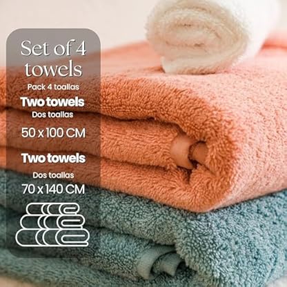 TRAMAS+ Premium 700 g 4er-Set Handtücher, 100% Baumwolle, 2 Handtücher 50x100 cm und 2 Badetücher 70x140 cm, extra weich, schnelltrocknend und sehr saugfähig - hellblau – Bild 7