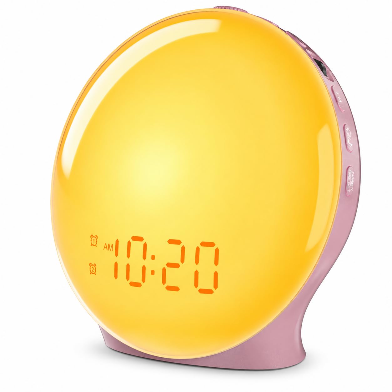 JALL Sunrise Alarm Clock for Bedrooms, Full-Screen Wake Up Light for Heavy Sleepers, White Noise Sound Machine, 25 Nature Sounds, 17 Light Modes, FM Radio, Dual Weekday/Weekend Alarms, Metallic Pink