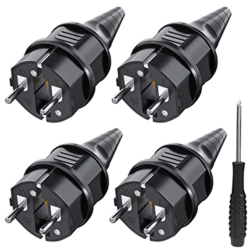 6 Paar Schuko Stecker Kupplung IP44 - Für Außenbereich Mit Knickschutz