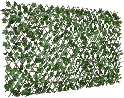 Image of Artificial Grass Trellis with Ivy Leaves (2 Pieces) I Expandable Garden Grass Fence I UV Protected I Outdoor Indoor (Green, 1 Piece is 4 Feet x 1 Feet, expands to 9 FEET x 1.6 Feet)