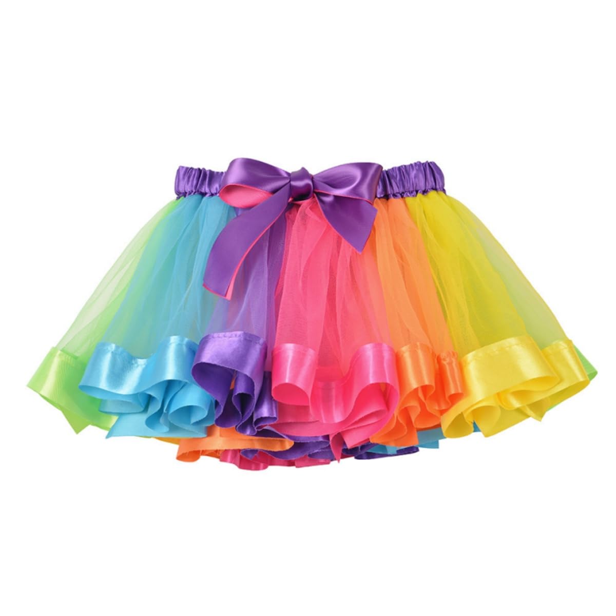 TouKingda Girls Rainbow Tutu Skirts, Colorful Layered Tulle Ballet Skirt for Toddler Girls, Neon Tutu Skirt for Ballet Dance Fancy Birthday Party Dress up Party Rave Festival Costume