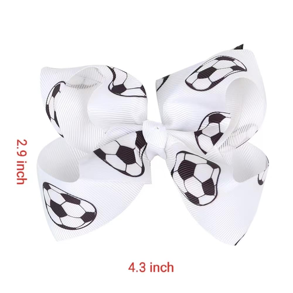Soccer Hair Accessories, Soccer Hair Bows, Soccer Ball Bow?Soccer Ribbon Bow Hair Clips ?bows Hair Accessories for girls.A (white)