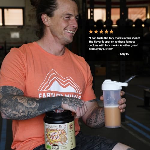 Image of Earth Fed Muscle Crunch Time Grass Fed Whey Protein Isolate - Peanut Butter Cookie, 24g Protein - Clean Ingredients, Easy Digestion, Stevia Sweetened - 2 LB, 28 Servings