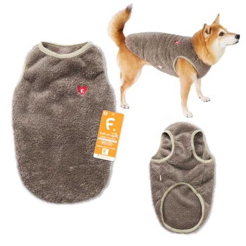 中型犬 ハート刺しゅう ふわもこ ボア タンクトップ 抜け毛対策 犬の服 フルオブビガー 10/ブラウン N3L