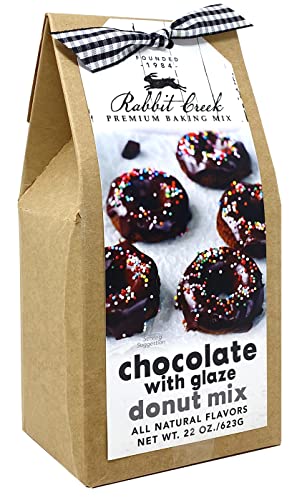 Rabbit Creek Chocolate With Glaze Donuts Mix – With Frosting Glaze Included – Baked Donuts, Not Fried – Donut Baking Mix
