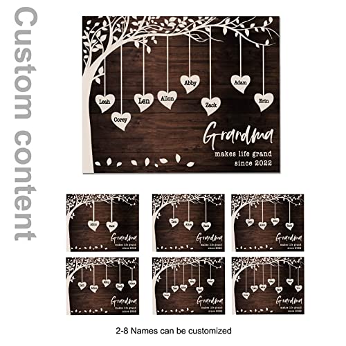 Personalized Gifts For Mom Family Tree Decorative Signs Plaques Custom 2-9 Family Names Tree Of Life Home Decor Engraved Wood Family Tree Frame Christmas Birthday Gifts For Women Mother Grandma Style 1 #TOP5