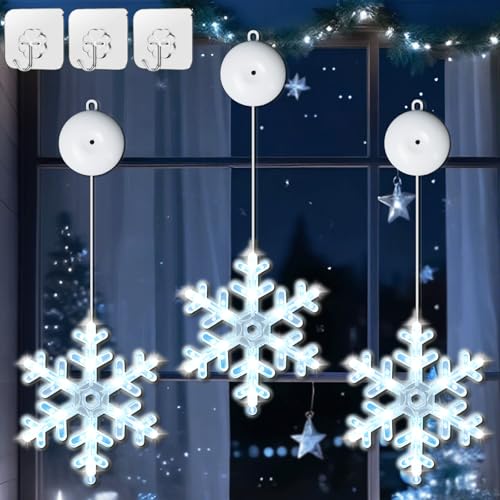 Lustaled Schneeflocke Weihnachtsbeleuchtung,3 Stück Timer...
