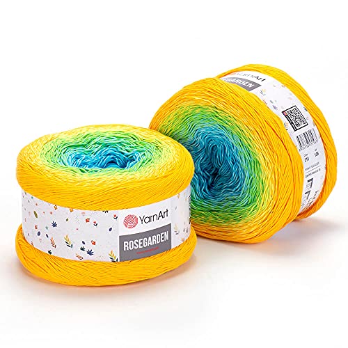 Image of Yarn Art Flowers Rosegarden 100% Cotton 250gr 8.80 oz 1094yds Multicolor Cotton Yarn Rainbow Crochet Yarn Spring Summer (310)