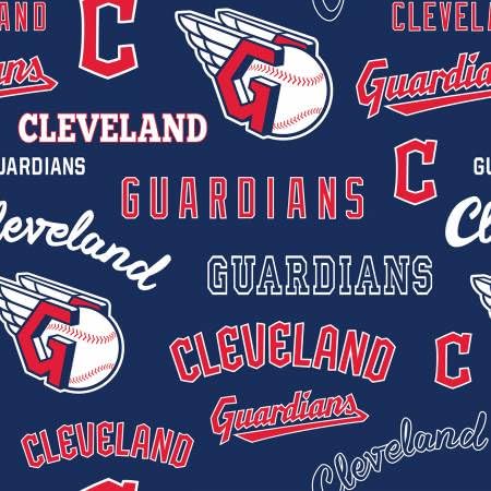 Cleveland Guardians Cotton Fabric - MLB Team Logo Cotton Fabric by The Yard, Fat Quarter, Half Yard, 1 Yard, 2 Yard Cuts