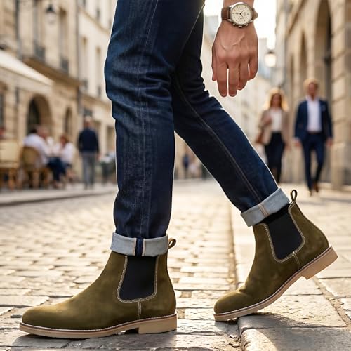 Image of Kraasa Men's Chelsea Boots for Men, Premium Vegan Leather, Fashion Ankle, Modern Casual, Smart Casual & Formal Footwear