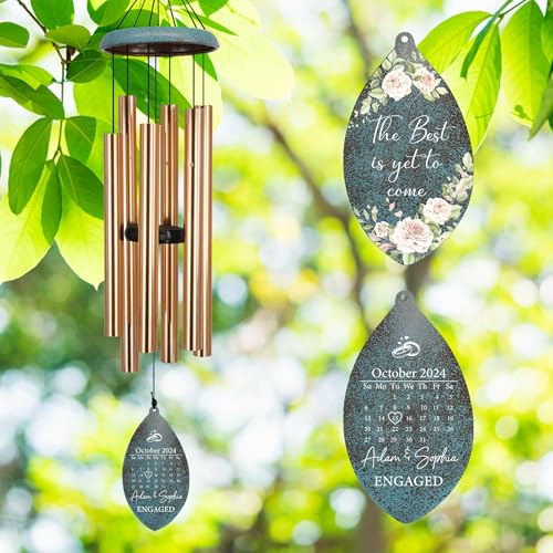 Image of ASTARIN Engagement Gifts Wind Chime, Personalized Names & Date Wind Chimes Gifts for Couple 2025, Wedding Gift for Newlywed Bride Groom Husband Wife, Gift Valentine's Day Anniversary