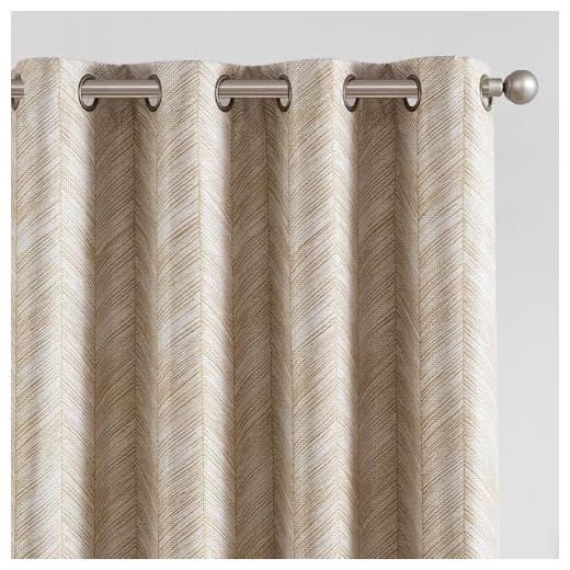 jinchan Taupe Printed Curtains Modern Jacquard Curtains