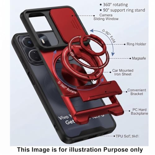 BINKSON Armor Camera Slider Back Case for Vivo Y16 Red - Image 5