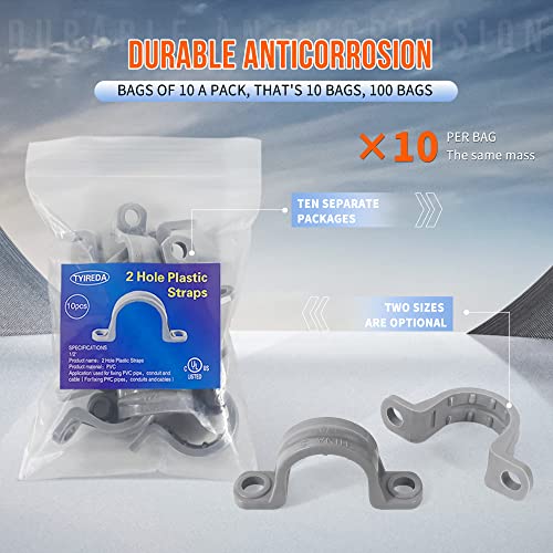 10 Pcs 1/2'' Two Hole Plastic Straps, Pvc Non-Metallic Conduit Clamp U-Bracket Pipe Clamp For Supporting Rigid Non-Metallic Conduit, Cable, Rubber Hoses, Etc. To Wood Or Masonry Surfaces, Ul Listed #TOP4