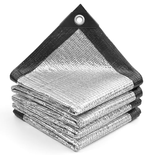 LOVE STORY 99% 10x20FT Aluminum Shade Cloth Reflective Sun Shade Cover Silver Tarp with Grommets for Car Garden Patio Kennel