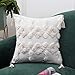 CAROMIO Boho Kissenbezug Chenille Kissenbezug Moderne Kissenhülle Quaste Dekorative Kissenhülle Getuftete Dekokissen Sofakissen für Sofa Schlafzimmer Büro 45 x 45cm 18 x 18 Zoll Beige/Weiß 1 Stück