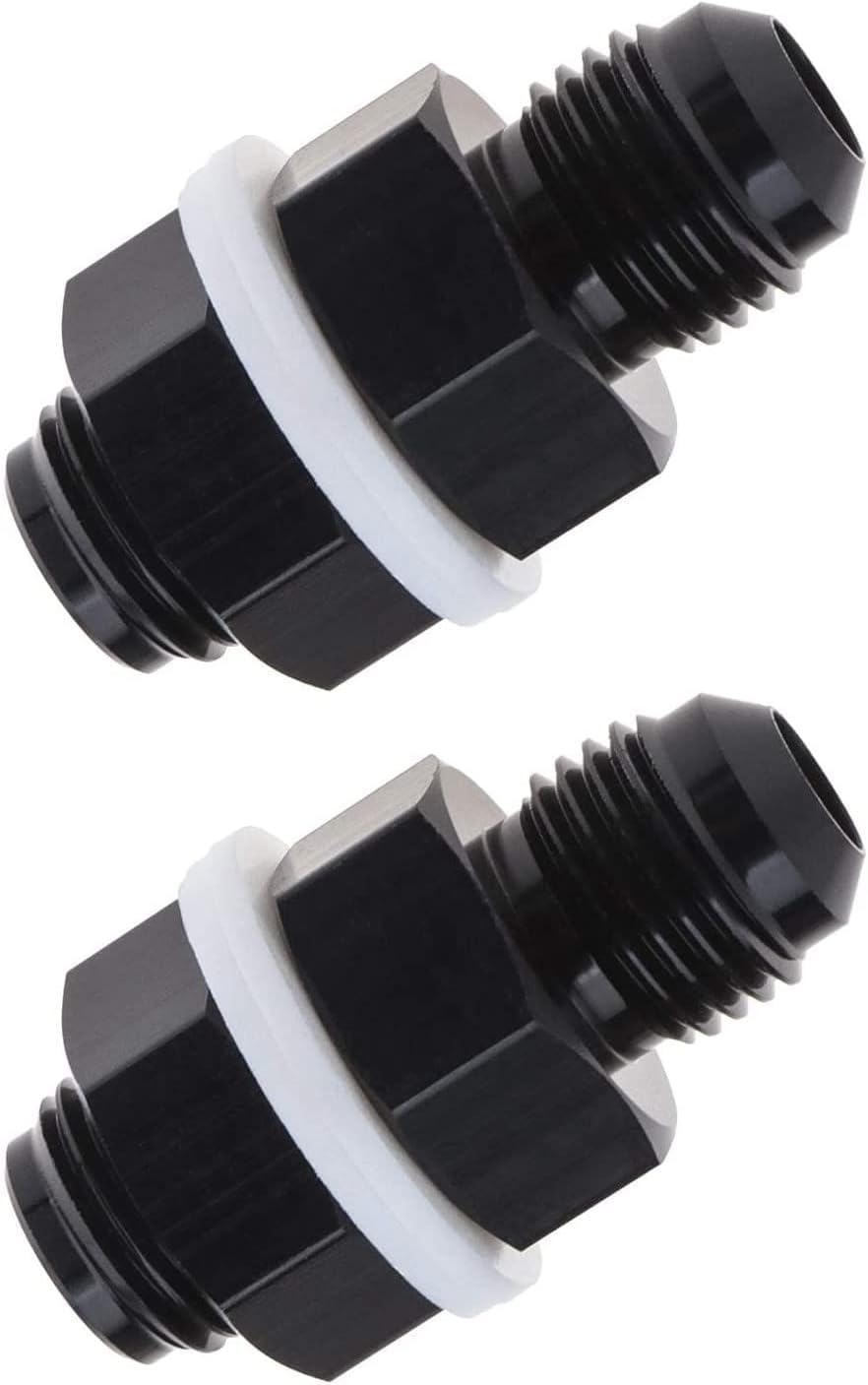 Pair of AN6 Bulkhead Adapter Fitting, Aluminum Anodized for Fuel line to Fuel Cell Tank Pump Connection 2Pcs