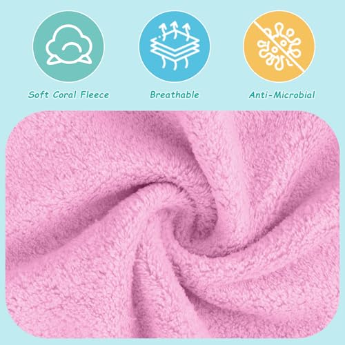Image of HOMEXCEL Baby Washcloths 12 Pack-Microfiber Coral Fleece Baby Bath Face Towel 7 x 9 Inch Extra Absorbent Soft Burp Cloth and Wash Cloths for Newborn-Infants and Toddlers,Light Pink