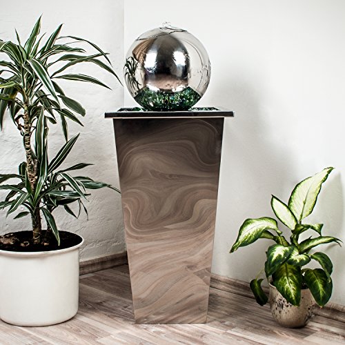 Köhko® Springbrunnen mit LED-Beleuchtung in eckigen Edelstahlbecken hochglanzpoliert 21016 Gartenbrunnen aus Edelstahl