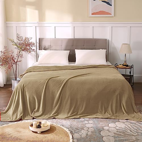 Image of BEDELITE Fleece Blanket Queen Size Camel Throw Blankets for Couch & Bed, Luxury Plush Cozy Fuzzy Blanket 90x90 inches, Super Soft Warm Lightweight Throw Blanket for Travel Camping